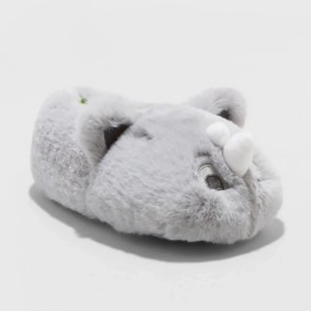 Cat & Jack Toddler Boy Gray Hoppy Moccasin Slippers Size